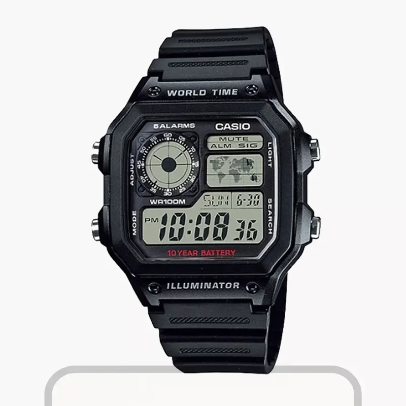 Casio Youth Japan Quartz Digital Grey Dial Men's Watch- AE-1200WH-1AV